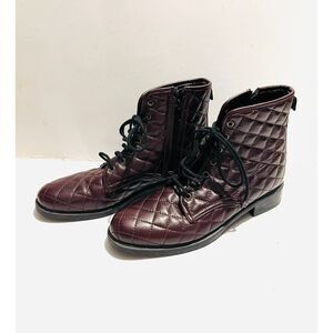 The Flexx quilted lace up combat boots chocolate brown leather casual women 8